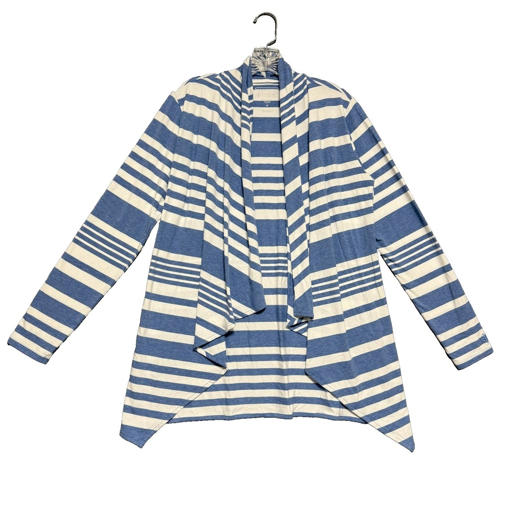 Coolibar Draped Cardigan Womens S Blue Striped UPF 50+ Sun Protection Nautical